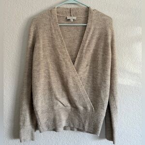 Lucky Brand V-Neck Beige Sweater XS Oversized soft wrap
